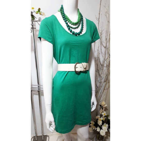 90's-Y2K💚 Stretchy T-shirt Short Sleeve Dress - Picture 3 of 6